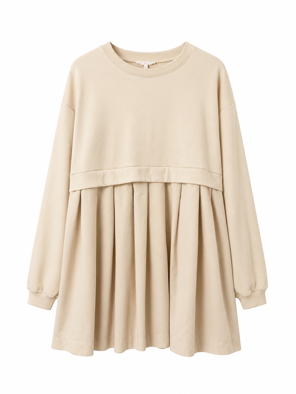 Ces Femme Light Beige Sweatshirt Top with Coral Logo